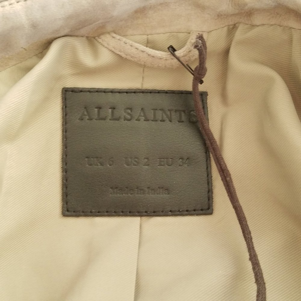 NWT All Saints Rosen suede biker jacket, US sz 2 - Picture 15 of 15